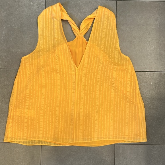 Frame Draped Crinkle Silk Halter Neck Top in Kumquat Yellow - Picture 7 of 11